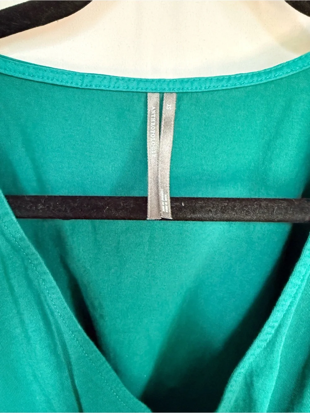 Anthropologie Deep Emerald V-Neck Pleated Peplum Blouse - Picture 3 of 4